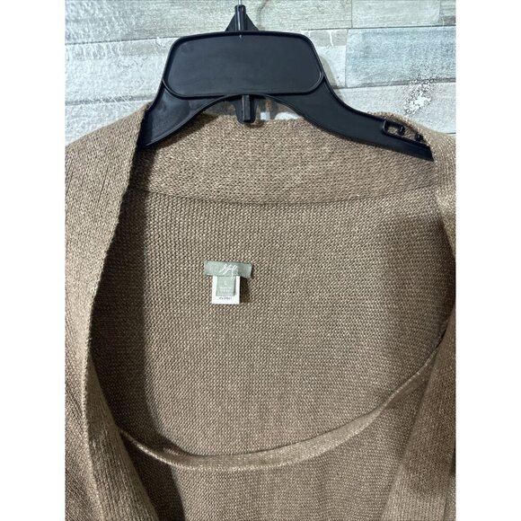 Women’s J.Jill Cardigan Linen blend Asymmetrical Brown Size Large - Picture 5 of 16